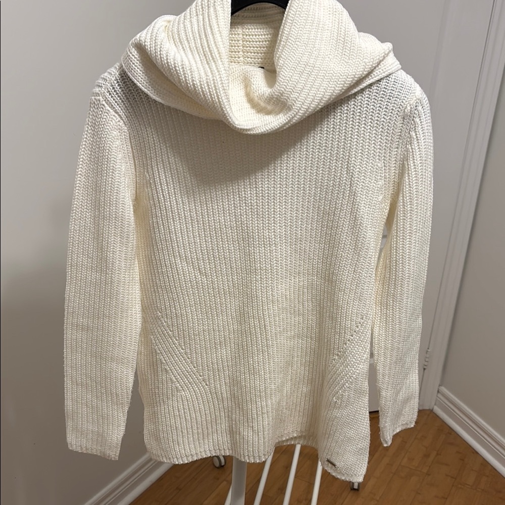 DKNY Cream Cowl Neck Knit Sweater - Women